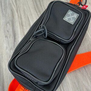 OFF-WHITE zipper belt bag, black & orange